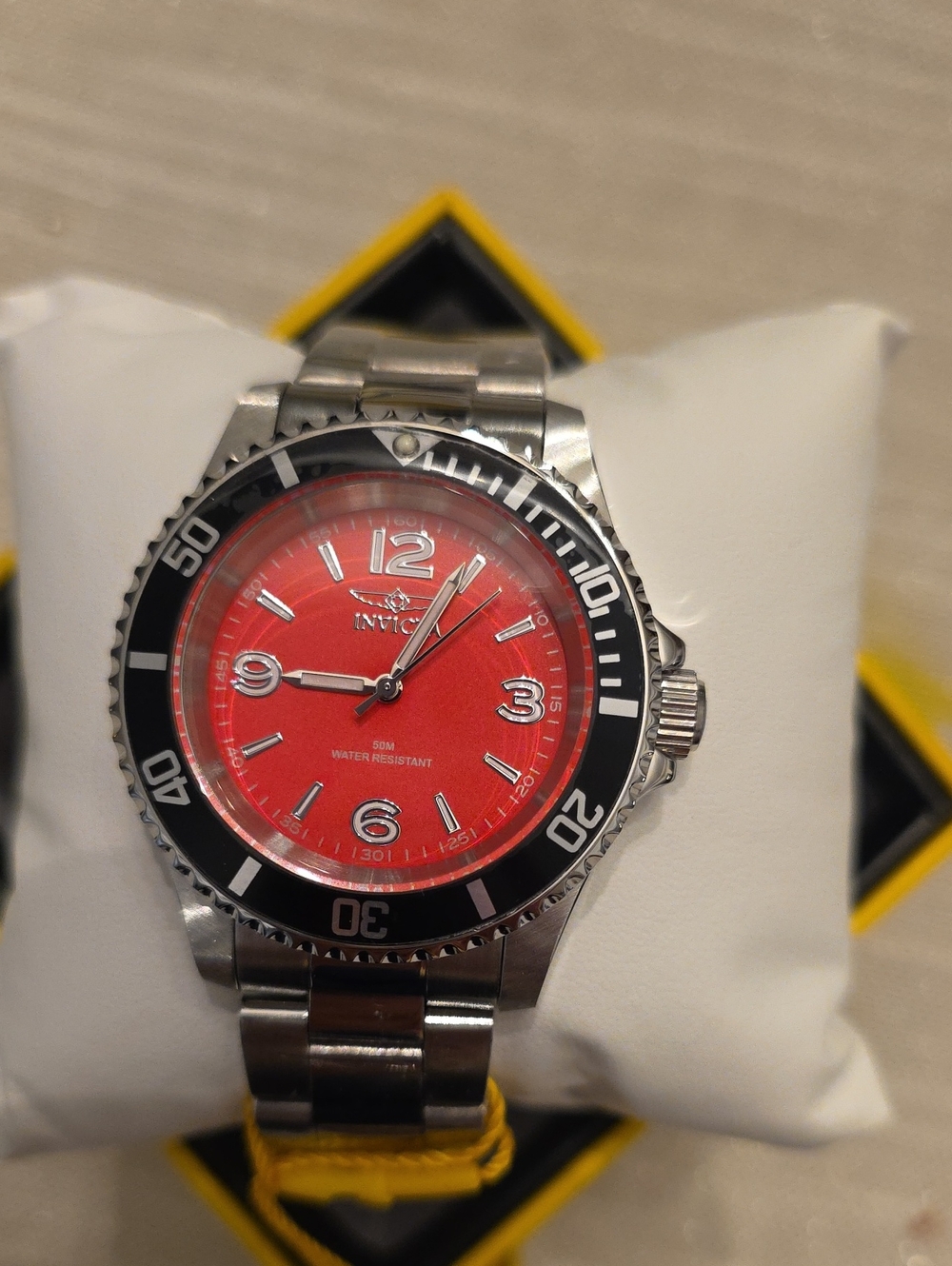 202.  Men's Invicta Specialty Watch 40 Mm Silver, Red/orange Face, Black Bezel